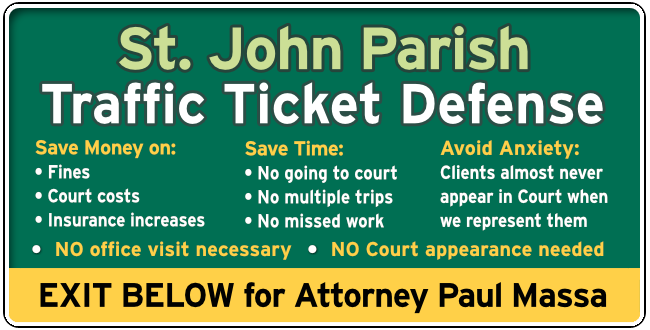 St. John Parish Speeding & Traffic Ticket Lawyer Paul Massa Graphic 1